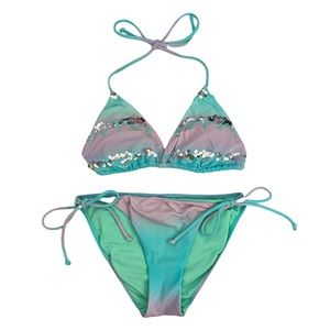 Victoria’s Secret Tie-Dye Pastel Two Piece Bikini with Decorative Sequins
